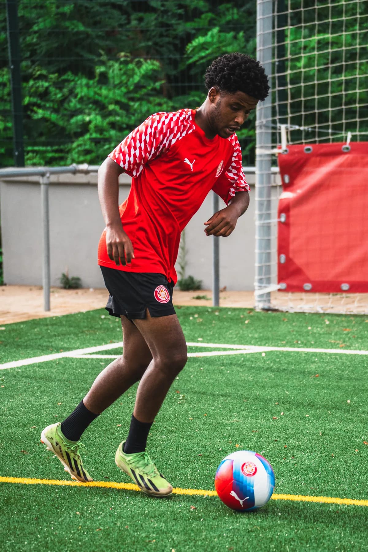 Kenna Beka, 17, in training at Girona FC — left back and right back